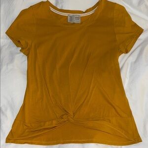 Anthropologie Gold Tie Front Short Sleeve Tee